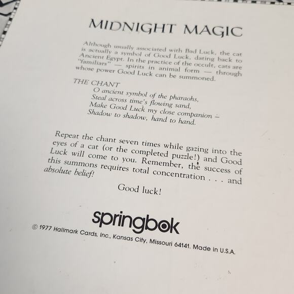 Black Cat Springbok Puzzle 50 Piece Midnight 70s Halloween Spell - Picture 5 of 13